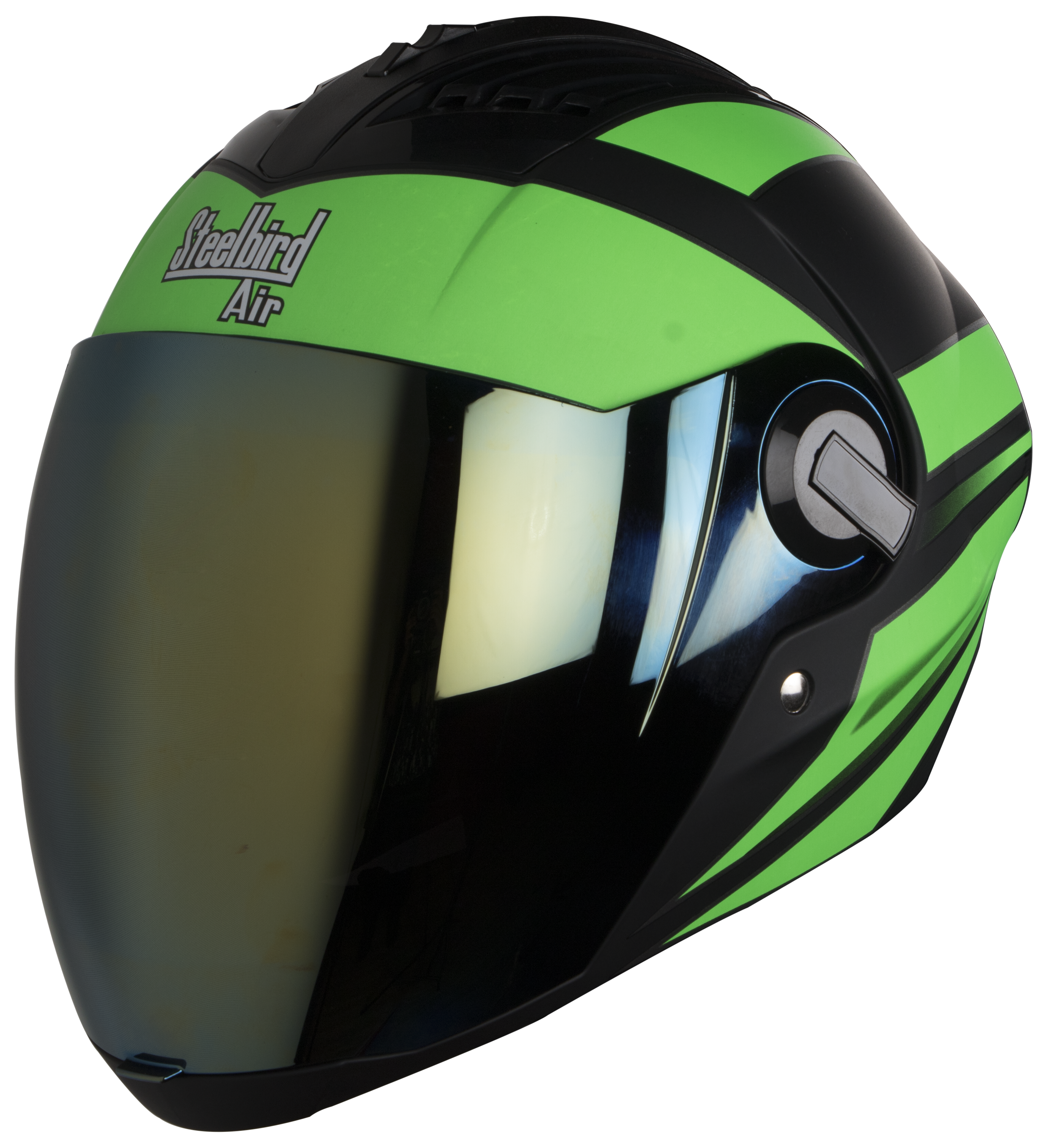 SBA-2 Streak Mat Black With Green ( Fitted With Clear Visor Extra Gold Chrome Visor Free)